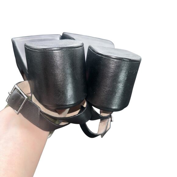 Seychelles Black Leather Platform Block Heel Sandals Ankle Strap 90s Style - Picture 5 of 10